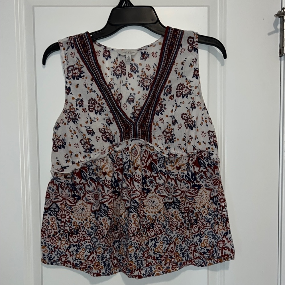 Lucky Brand Sleeveless Blouse with V-Neckline
